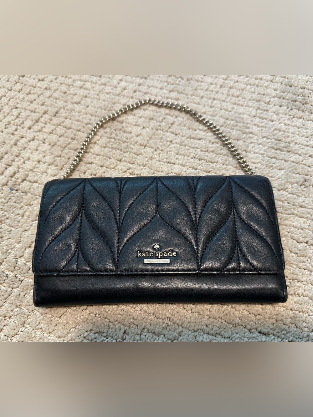 kate spade Black Quilted Leather Chain Shoulder Clutch